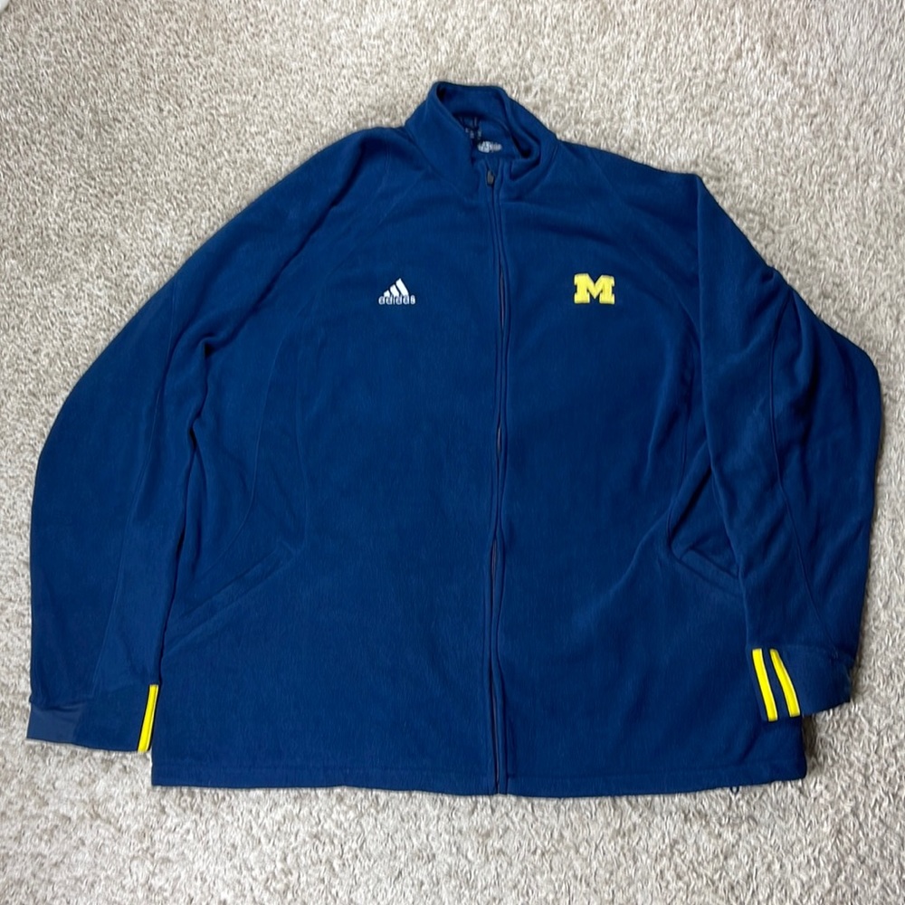 EUC Mens Adidas University of Michigan ClimaWarm Blue FullZip Fleece JacketSZXXL